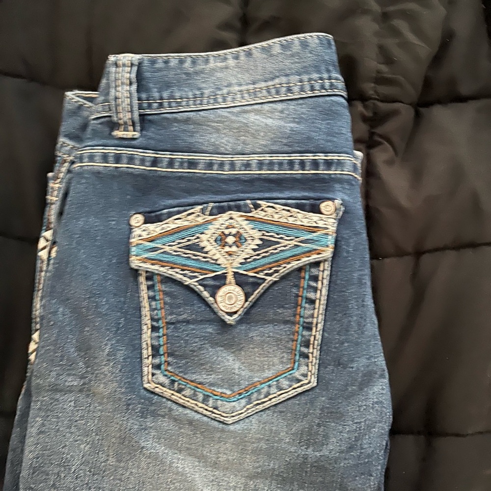 Rock & Roll Cowgirl Embroidered Blue Jeans